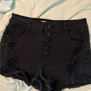 Refuge Black Distressed Jean Shorts